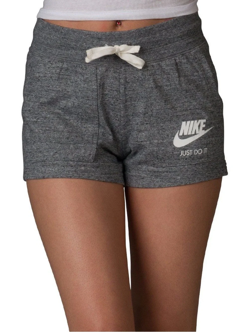 D-2 Nike Women's Gray Athletic Fleece Shorts with White Logo